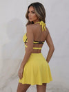 Ribbed Cutout Halter Tennis Dress