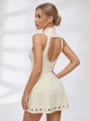 Hollow out Zipper Backless Quick-dry Short Dress