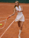 Removable Sleeve Tennis Dress Slim Fit Pleated Sports Dress