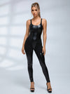 Sexy Faux Leather Backless Jumpsuit
