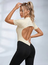 Contrast Color Backless Stitch Zipper Jumpsuit