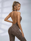 Leopard Print Backless Jumpsuit
