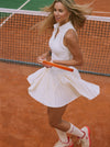 Removable Sleeve Tennis Dress Slim Fit Pleated Sports Dress