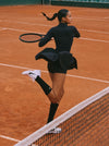 Removable Sleeve Tennis Dress Slim Fit Pleated Sports Dress