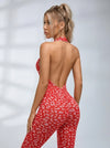 Leopard Print Backless Jumpsuit