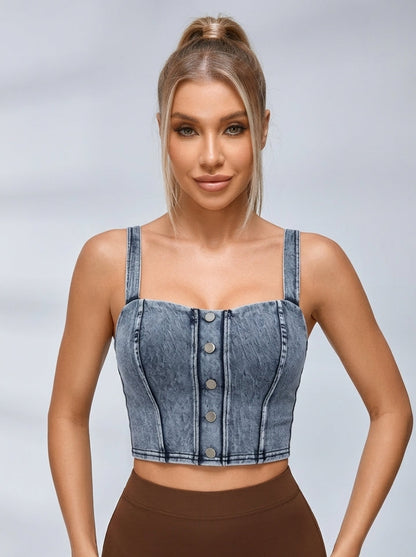 Denim Button Tank
