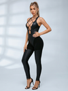 Sexy Faux Leather Cross Jumpsuit