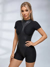 Solid Color Hollow Out Backless Romper