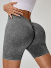 ZASUWA Female Deep V Back Faux Denim Scrunch Bum Spandex Gym Booty Shorts