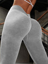 ZASUWA Female Denim Deep V Back Scrunch Bum Leggings