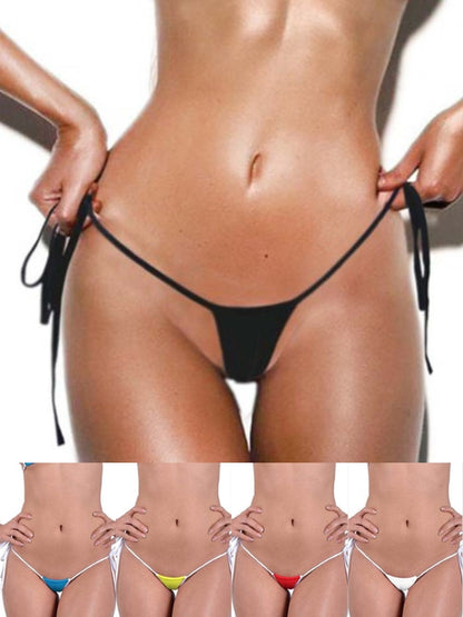 Contrast Color Lace-up T-back Panties