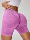 ZASUWA Female Deep V Back Faux Denim Scrunch Bum Spandex Gym Booty Shorts