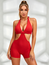Deep V Collar Backless Scrunch Bum Romper