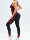 ZASUWA Female Ribbed Contrast Color Square Collar Jumpsuit
