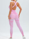 ZASUWA Female Ribbed Contrast Color Square Collar Jumpsuit