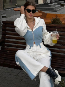 Sexy Contrast Color Pocket Casual Tracksuit