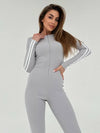 ZASUWA Female Contrast Color Stripes Zipper Jumpsuit