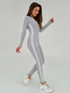 ZASUWA Female Contrast Color Stripes Zipper Jumpsuit