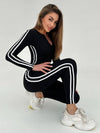 ZASUWA Female Contrast Color Stripes Zipper Jumpsuit
