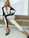 🖤ZASUWA Female "SciFi Heroine" Contrast Color PU Half Zipper Ski Jumpsuit