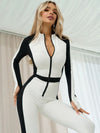 🖤ZASUWA Female "SciFi Heroine" Contrast Color PU Half Zipper Ski Jumpsuit