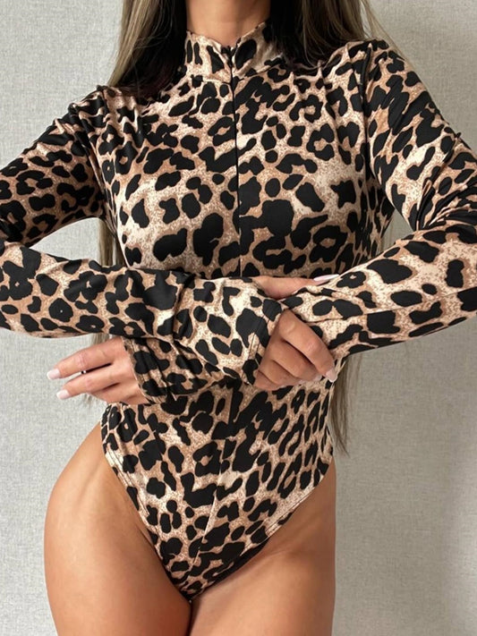 ZASUWA Female Sexy Leopard Print Bodysuit