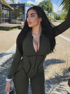 ❤ZASUWA Female Push-up Zipper Peach Booty Jumpsuit