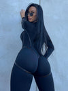 ❤ZASUWA Female Push-up Zipper Peach Booty Jumpsuit