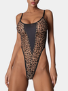 ZASUWA Female Leopard Print Sexy Sheer Mesh Bodysuit