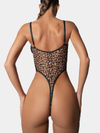 ZASUWA Female Leopard Print Sexy Sheer Mesh Bodysuit