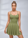 Lace-Up Back Ribbed Tennis Dress