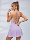 Lace-Up Back Ribbed Tennis Dress