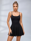Lace-Up Back Ribbed Tennis Dress