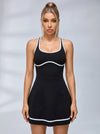 Contrast Trim Crisscross Back Tennis Dress