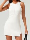 Mesh-Back Half-Zip Tennis Dress