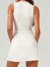 Mesh-Back Half-Zip Tennis Dress