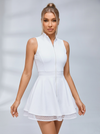 Half-Zip Net-Hem Tennis Dress