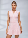 Polo Collar Tennis Dress with Ruffled Hem