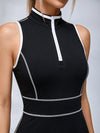 Half-Zip Contrast Piping Tennis Dress