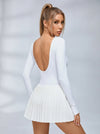Long-Sleeve Square-Neck Tennis Dress