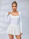 Long-Sleeve Square-Neck Tennis Dress