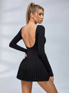 Long-Sleeve Square-Neck Tennis Dress