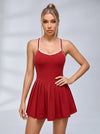 Sweetheart Neck Contrast Piping Tennis Dress