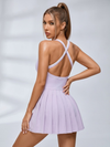 Sweetheart Neck Contrast Piping Tennis Dress