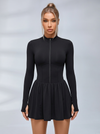 Half-Zip Long-Sleeve Tennis Dress