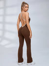 Cross Back Stripes Flare Jumpsuit
