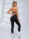 Backless Halter Scrunch Bum Jumpsuit
