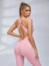 Sexy Leopard Print Cross Back Deep V Back Jumpsuit
