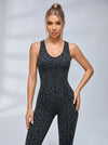Sexy Leopard Print Cross Back Deep V Back Jumpsuit