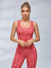 Sexy Leopard Print Cross Back Deep V Back Jumpsuit